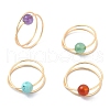 4Pcs 4 Style Natural & Synthetic Mixed Gemstone Round Beaded Finger Rings Set RJEW-TA00091-1