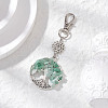 Natural Green Aventurine Chips Beads & Alloy Tree of Life Pendant Decorations HJEW-JM03128-04-1