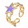 Brass Enamel Cuff Rings RJEW-N035-009-NF-5