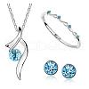 Rhinestone Twist Pendant Necklace & Diamond Bangle & Stud Earrings JEW101D-1