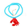 Summer Beach Red Crab Resin Pendant Rondelle Beaded Necklaces for Women FS-WG3A1F2-01-5
