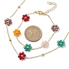 Glass Flower Links Bracelets & Necklaces Sets SJEW-JS01296-3