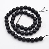 Faceted Round Natural Black Stone Beads Strands G-E302-066-8mm-3