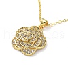 Golden Brass Rhinestone Pendant Necklace with Cable Chains NJEW-P278-A05-1