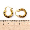 Leopard Print Brass Enamel Hoop Earrings for Women EJEW-U055-11B-G-3
