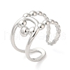 304 Stainless Steel Hollow Knot Open Cuff Ring for Women RJEW-I098-29P-1