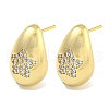 Rack Plating Brass Micro Pave Clear Cubic Zirconia Stud Earring EJEW-C102-29A-G-1