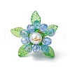 Glass with Round Shell Pearl and Acrylic Charms Pendants PALLOY-MZ00647-03-3