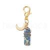 Wire Wrapped Rectangle Natural Gemtsone Pendant Decorations HJEW-JM03354-02-3