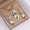 Owl Bohemia Style Alloy & Resin Pendant Necklaces & Dangle Earrings Sets FS-WGD384A-01-2