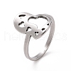 Non-Tarnish 201 Stainless Steel Heart Finger Ring RJEW-J051-33P-1