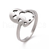 201 Stainless Steel Heart Finger Ring RJEW-J051-33P-1