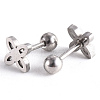 201 Stainless Steel Flower Barbell Cartilage Earrings EJEW-R147-29-3