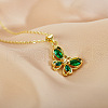 Brass Pave Cubic Zirconia Butterfly Pendant Necklaces FS-WGD20DC-04-1