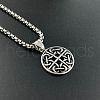 Vintage Stainless Steel Hollow Round Viking Knot Pendant Punk Hip-hop Street Necklace Jewelry NB1206-1