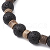 Natural Lava Rock & Rudraksha & Coconut & Howlite Beads Stretch Couples Bracelets for Women BJEW-JB11329-01-4