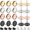 SUNNYCLUE 40Pcs 4 Color Flat Round 304 Stainless Steel Stud Earring Settings STAS-SC0006-65-1