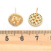 Flat Round with Clover Brass Micro Pave Clear Cubic Zirconia Stud Earrings EJEW-H162-01G-5