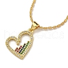 Brass Micro Pave Colorful Cubic Zirconia Peach Heart Pendant Necklaces for Women NJEW-Q346-01G-02-1