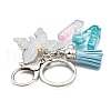 26Pcs Transparent Epoxy Resin & Transparent Acrylic & Faux Suede Tassel Keychain KEYC-JKC01202-23-4