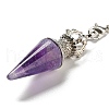 Natural Amethyst Pointed Dowsing Pendulums AJEW-P113-01P-01-3