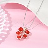 Leaf Copper Wire Wrapped Dyed Red Natural Malaysia Jade Beaded Pendant Necklaces NJEW-JN05218-02-1