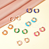 DICOSMETIC 7Pairs 7 Colors Alloy Enamel Huggie Hoop Earrings for Women EJEW-DC0001-36-5