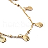 Summer Beach 304 Stainless Steel Shell Shaped Charm Anklets for Women AJEW-AN00658-6