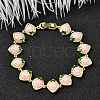 Brass Micro Pave Cubic Zirconia Link Bracelets BJEW-K278-02G-01-2