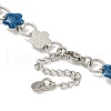 304 Stainless Steel Enamel Flower Link Chain Necklaces with Glitter Powder NJEW-S431-05P-03-3
