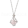 304 Stainless Steel Empty Macrame Pouch Pendant Singapore Chain Necklaces NJEW-JN05284-01-3