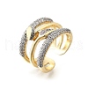 Brass Micro Pave Cubic Zirconia Cuff Rings RJEW-V007-05GP-4