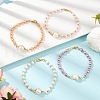 4Pcs 4 Colors Glass Pearl Round Beaded Link Bracelets for Women BJEW-JB11975-1