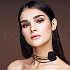FIBLOOM 6Pcs 6 Colors Velvet Flower Collar Choker Necklaces Set NJEW-FI0001-09-4