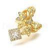 Bowknot & Rhombus Brass Micro Pave Clear Cubic Zirconia European Beads KK-V008-35G-2