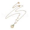 304 Stainless Steel & Oval Natural Flower Amazonite Donut Pendant Necklaces for Women NJEW-A045-02G-2