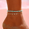 Bohemian Glass Seed Beaded Double Layer Stretch Anklets WGF45A4-02-1
