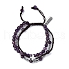 Adjustable Natural Amethyst & Hematite Braided Bead Bracelets BJEW-U035-01C-4