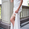 2Pcs Flower Pattern Polyester Lace Elastic Bridal Garters AJEW-WH0007-28-4