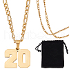 Beebeecraft 1Pc 304 Stainless Steel Figaro Chain Number Pendant Necklaces NJEW-BBC0001-28A-G-1