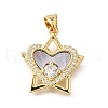 Brass Micro Pave Cubic Zirconia Black Shell Pendants KK-D328-23G-1