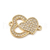 Rack Plating Brass Micro Pave Cubic Zirconia Connector Charms KK-O142-26G-1