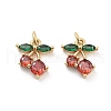 Cherry Rack Plating Brass Micro Pave Cubic Zirconia Charms X-KK-G512-24G-1