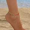 Summer Fashion Brass Heart Link Fringed Colorful Rhinestone Anklets for Women Beach Parties BX8171-4
