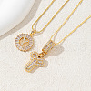2Pcs 2 Styles Brass Pave Clear Cubic Zirconia Initial Pendant Necklace Sets FS-WGBC393-25-1
