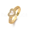 Brass Micro Pave Cubic Zirconia Shell Cuff Rings KK-D363-24B-G-2