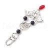 Halloween Alloy Bat & Lotus Pendant Decorations HJEW-TA00190-4