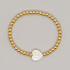 Gold Brass Round Beaded Stretch Bracelets LZ3349-2-1