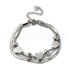 Stainless Steel Crystal Rhinestone Heart Multi-strand Bracelets for Women BJEW-G719-09P-1
