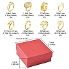 8Pcs 8 Style Flower & Leaf & Whale Tail & Snake Stainless Steel Open Cuff Ring Sets RJEW-FS0001-01-5